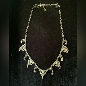 Vintage Kirks Folly Sterling Silver,marquise, crystal necklace